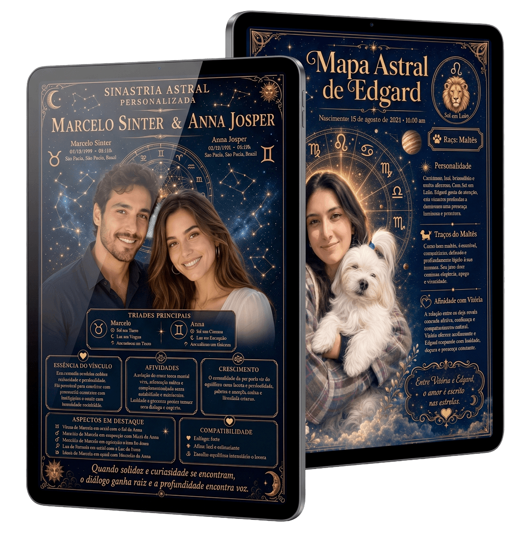 Layouts do Mapa de Sinastria de Casal e Mapa Pet da AZIMUTE